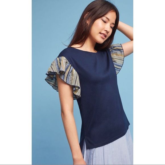 𝅺NWT Anthropologie Ruffled Top - Picture 3 of 6